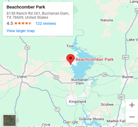 google map - cottage rentals at Beachcomber Park