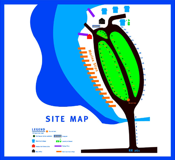 sitemap of Beachcomber Park and cottage rentals